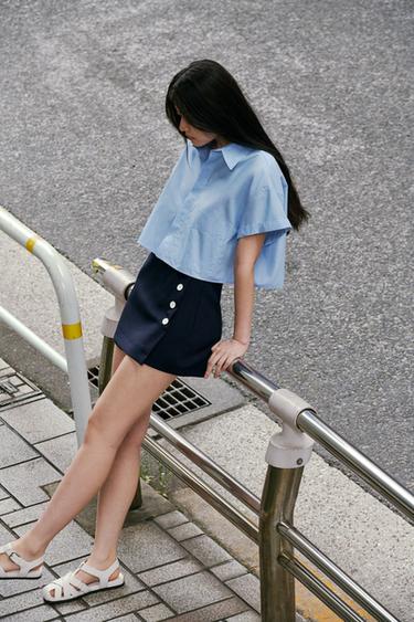 SKORT WITH BUTTONS - Navy blue by Zara