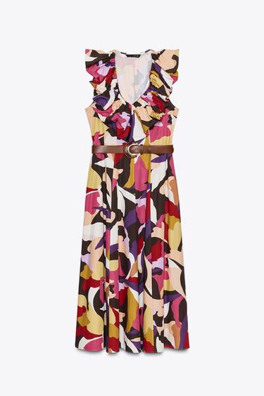 PRINTED POPLIN MIDI DRESS - Multicoloured by Zara - Image 7