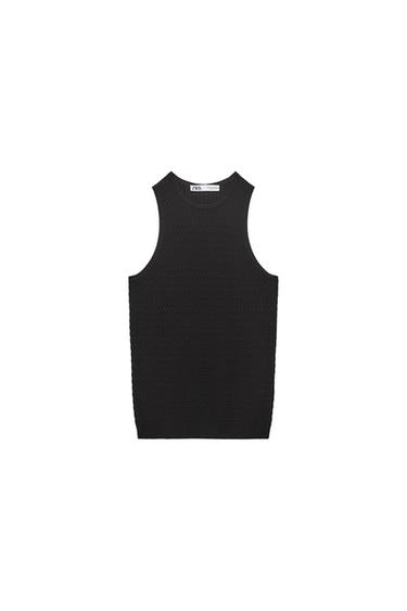 SLEEVELESS CABLE-KNIT TOP