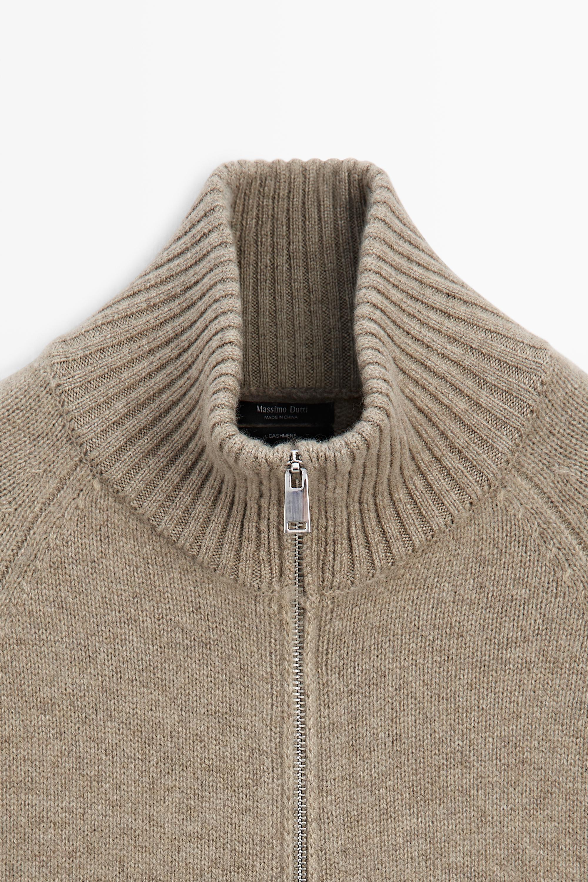 100% cashmere zip knit cardigan