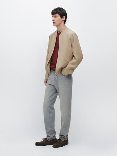Zara Linen bomber jacket - Beige - Image 0