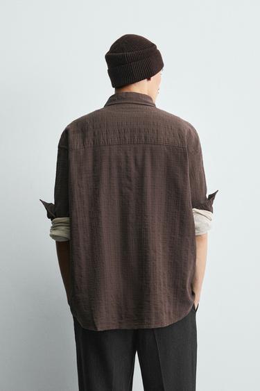TEXTURED CHECK SHIRT - Brown by Zara