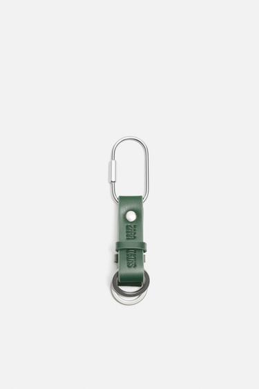 Zara CARABINER LEATHER KEYCHAIN - Green