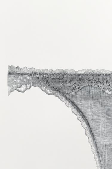 CULOTTE POINTELLE EN DENTELLE - Gris chiné de Zara - Image 7