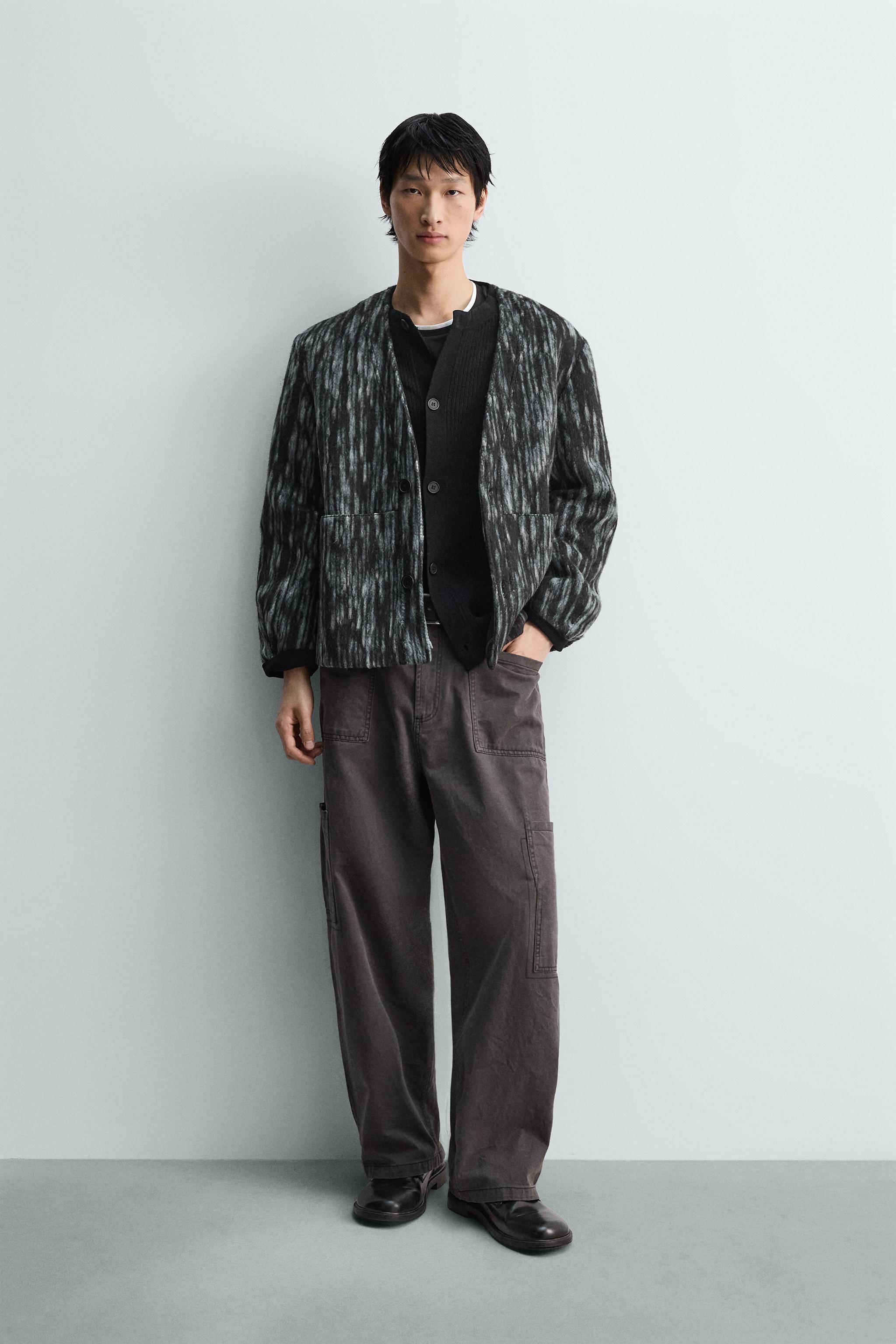 抽象柄ジャカードカーディガン - ブルー／ブラック | ZARA Japan / 日本