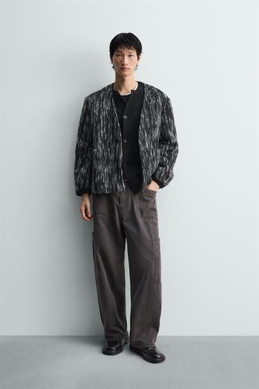 ABSTRACT JACQUARD CARDIGAN - blue/black by Zara