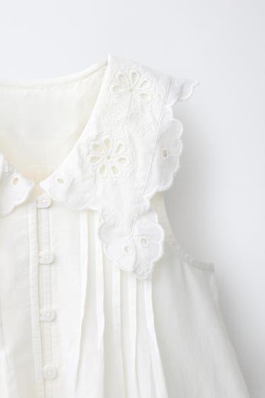 COMBI-SHORT COL CLAUDINE BRODERIES - Blanc cassé de Zara - Image 2