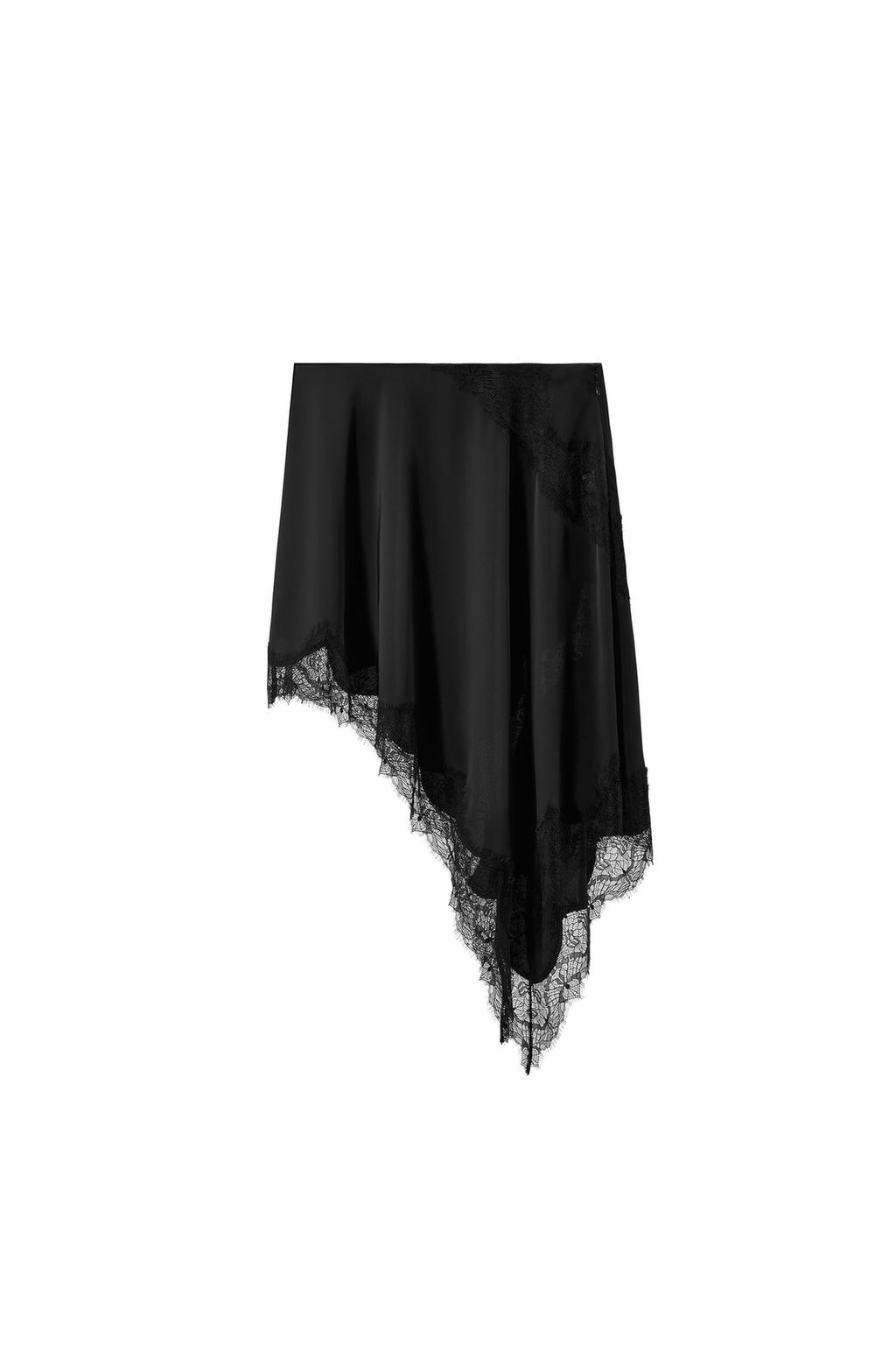ASYMMETRIC SATIN SKIRT WITH LACE - image 3