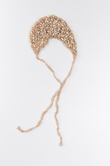 BEADED CROCHET SKULL CAP - Ecru by Zara