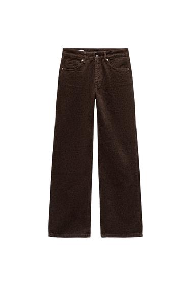 SLOUCHY TRF ANIMAL PRINT JEANS WITH A MID WAIST