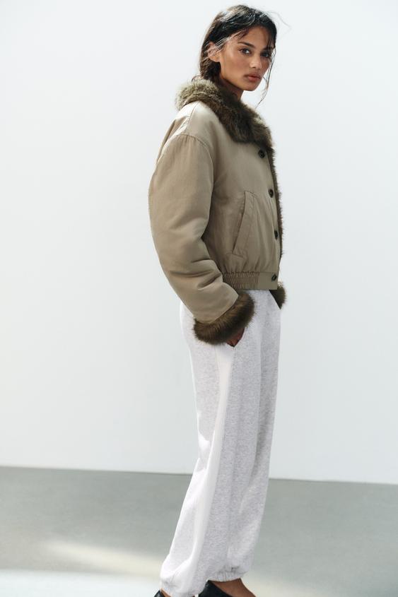 VESTE RÉVERSIBLE EFFET FOURRURE - Marron clair de Zara - Image 4