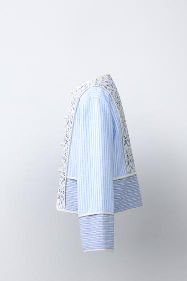VESTE REMBOURRÉE PATCHWORK - Bleu / Blanc de Zara - Image 2