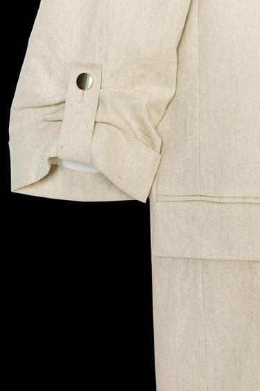 ROLL-UP SLEEVE LINEN BLEND BLAZER - Light beige by Zara