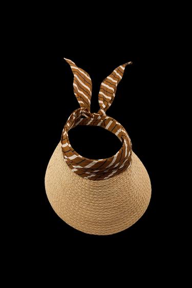 ANIMAL PRINT SCARF VISOR - camel by Zara - Image 0