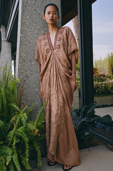 GAUN BORDIRAN MANIK-MANIK ZW COLLECTION LIMITED EDITION - Mid-Pink dari Zara