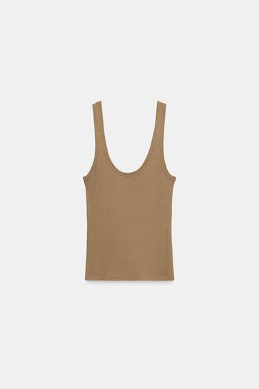MIRROR RIB TOP - Light brown by Zara - Image 5