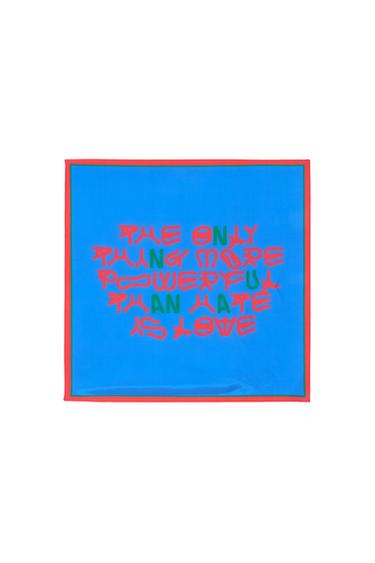 LOVE PRINT 100% SILK BANDANA - Bluish by Zara