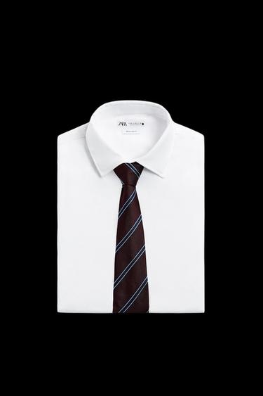 CORBATA 100% SEDA RAYAS - Granate de Zara