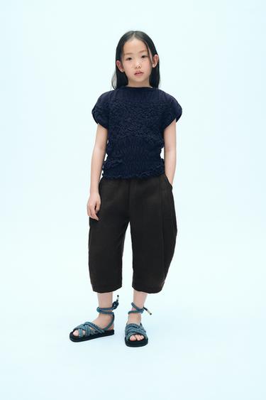 TEXTURED ELASTICATED T-SHIRT X FANGLU LIN - Blue by Zara - Image 0