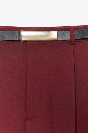 PANTALON DROIT TAILLE HAUTE - Grenat de Zara - Image 8