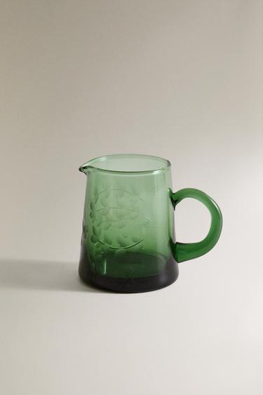 GLASS CHRISTMAS LEAF MILK JUG - Green by Zara - Image 0