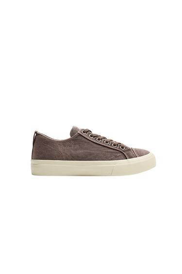 Zara FABRIC SNEAKERS - Burgundy Red