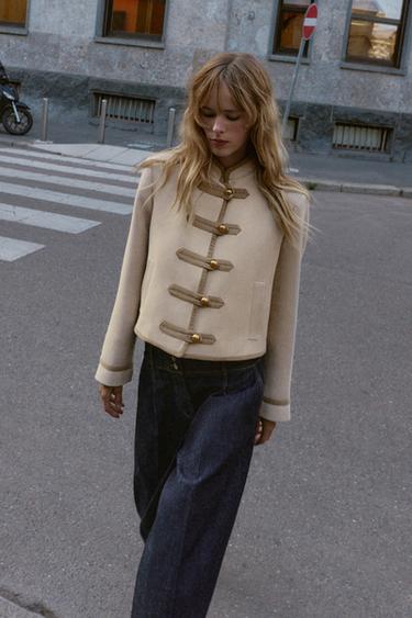 TOGGLE SHOULDER PAD JACKET - Beige by Zara - Image 5