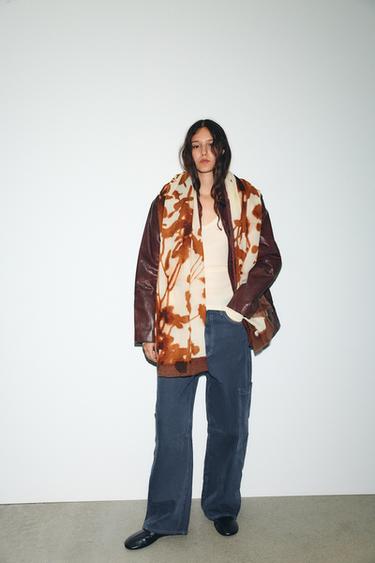 Zara FLORAL PRINTED WOOL SCARF - Ecru - Image 0