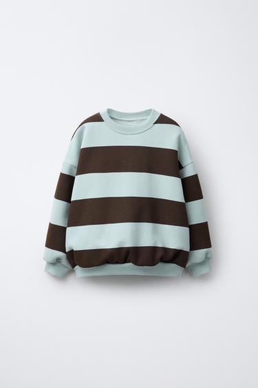 STRIPED SWEATSHIRT - Brown-Blue by Zara