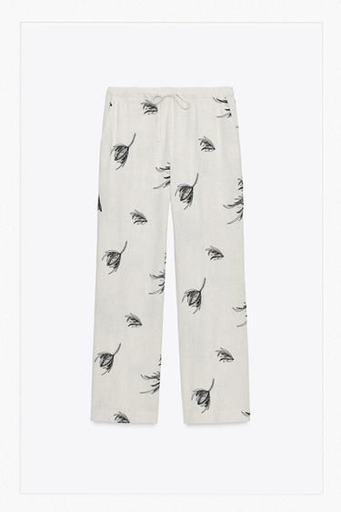 بنطلون بتطريز ZW COLLECTION - بيج داكن by Zara