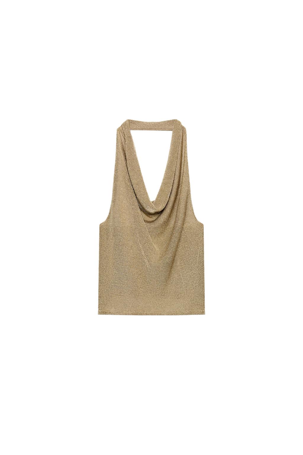 METALLIC THREAD HALTER KNIT TOP - image 3