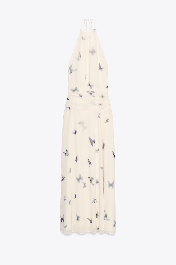 VESTIDO LARGO HALTER MARIPOSAS