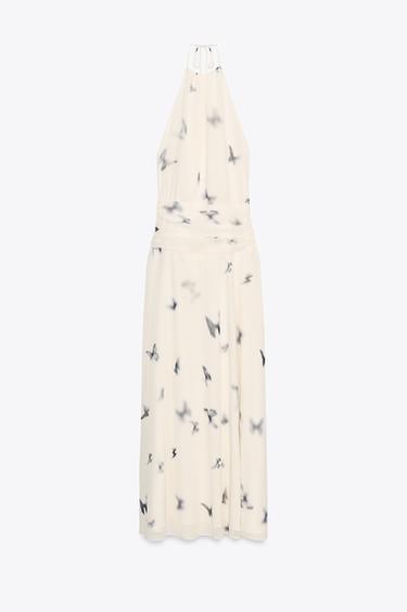 ROBE LONGUE HALTER PAPILLONS - unique de Zara - Image 3
