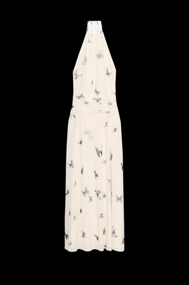LANGES NECKHOLDER-KLEID MIT SCHMETTERLINGSMUSTER - Einfarbig von Zara - Bild 0