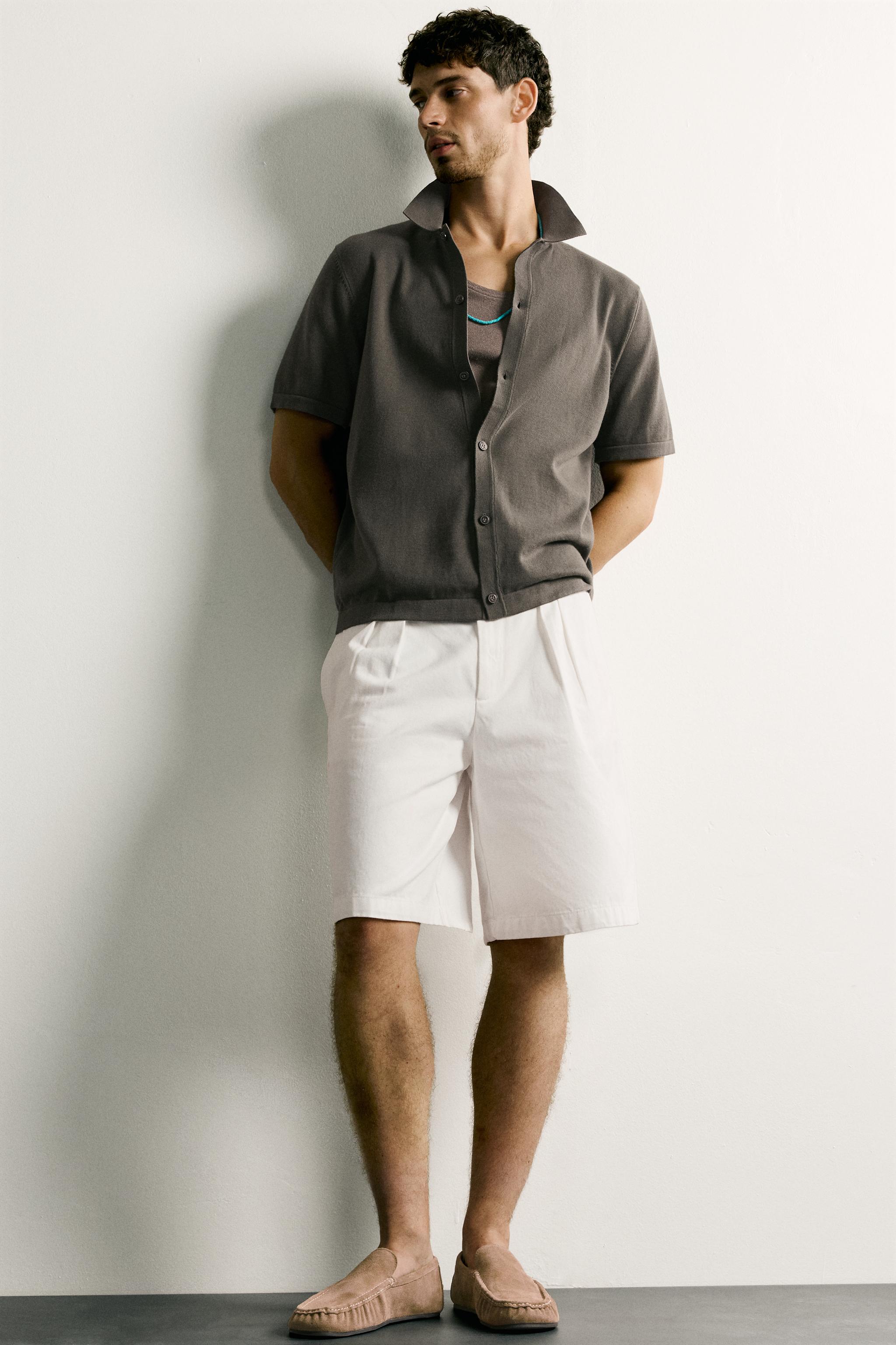 Мужские рубашки Zara RELAXED FIT KNIT SHIRT — фото 6