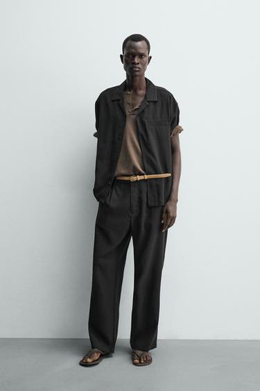 Zara RELAXED FIT FLOWY SHIRT - Black