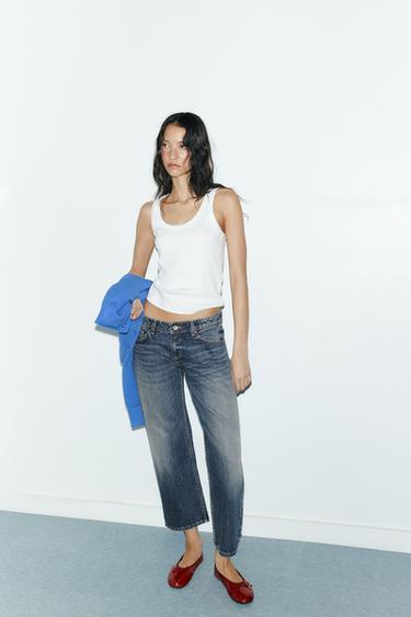 JEANS TRF CROPPED MET MIDDELHOGE TAILLE - Marineblauw van Zara