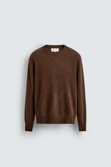 PULOVËR RELAXED FIT 100% KASHMIR - Kafe nga Zara