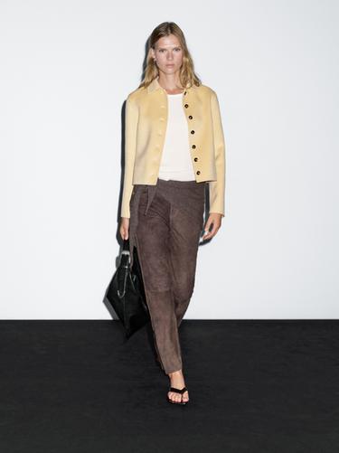 Abrigo corto mezcla lana - Beige claro de Zara - Imagen 0