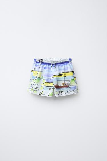 AGES 9-14 / FILIPE JARDIM X ZARA LANDSCAPE SWIM BERMUDA SHORTS - Multicoloured by Zara