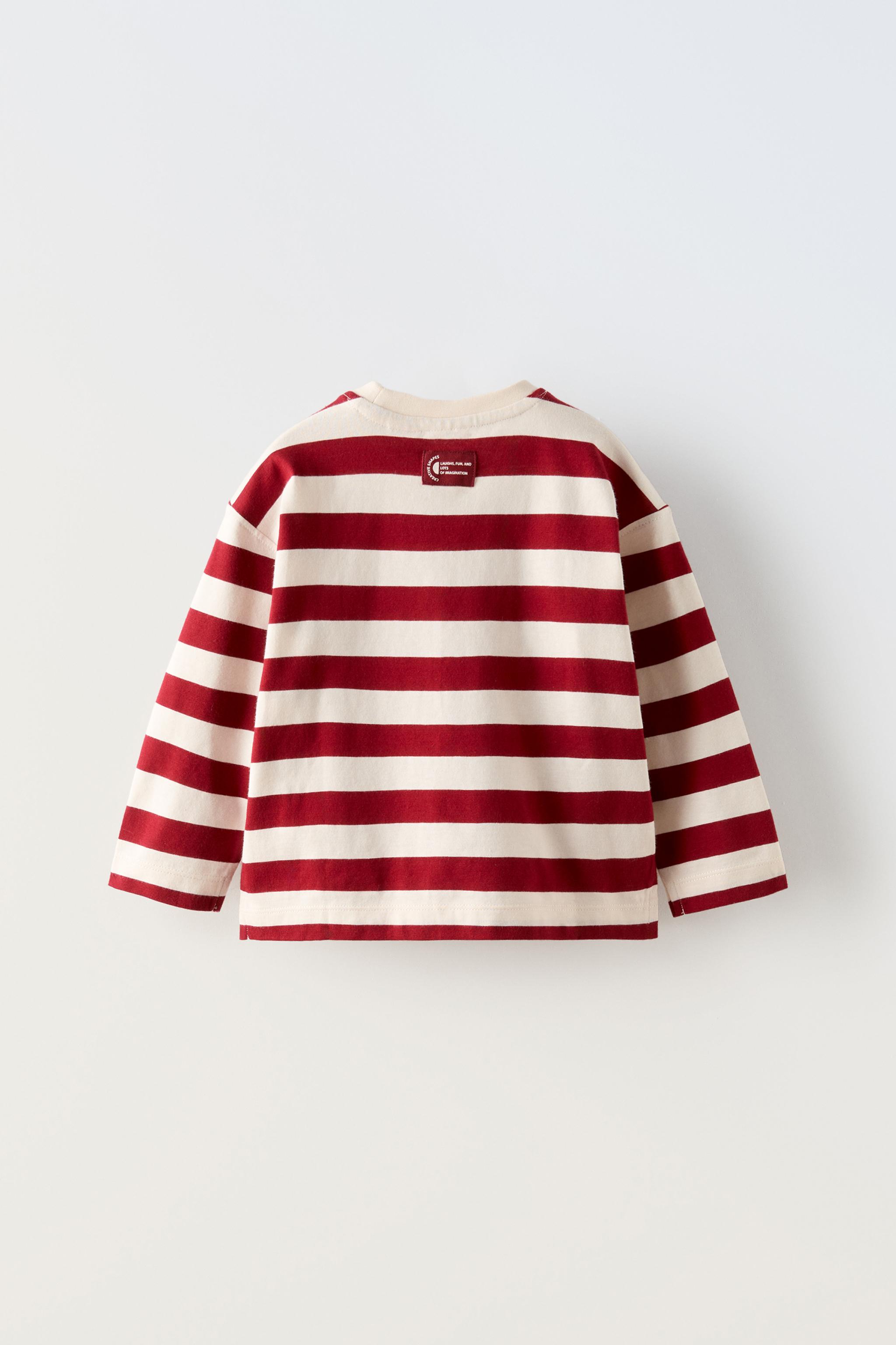 STRIPED T-SHIRT - Red | ZARA Australia