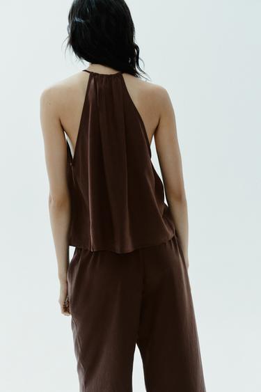 FLOWING HALTER TOP - Brown by Zara - Image 5