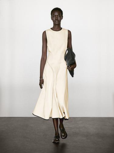 Zara Flounce dress with contrast trims - Ecru