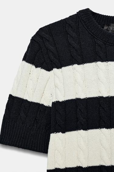 PULL EN MAILLE À RAYURES ET TORSADES - rayures de Zara - Image 7