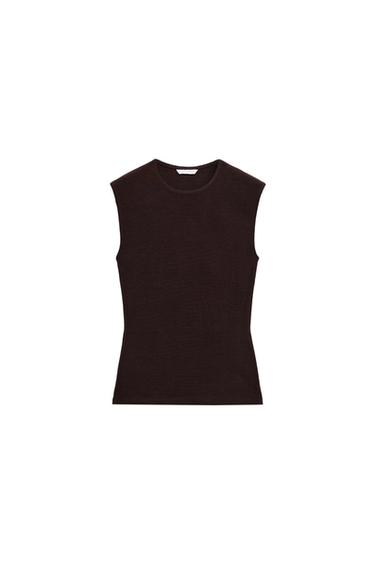 BLUZË PA MËNGË - Kafe nga Zara