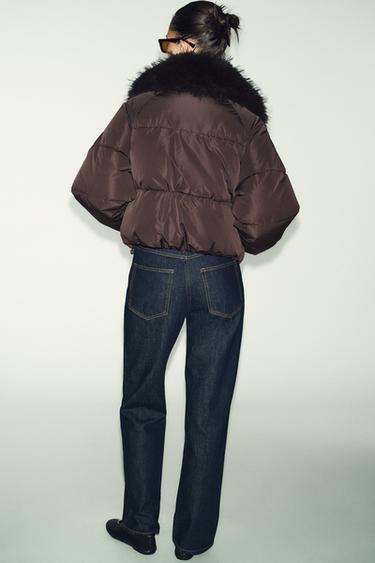 BLOUSON BOMBER MATELASSÉ À REVERS EFFET FOURRURE - Marron de Zara - Image 4
