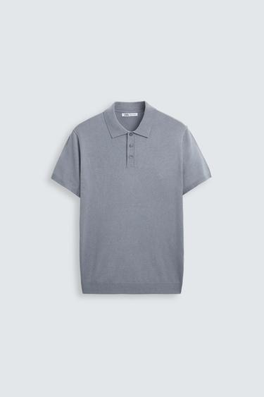 POLO PUNTO MEZCLA VISCOSA - Azul / Acero de Zara