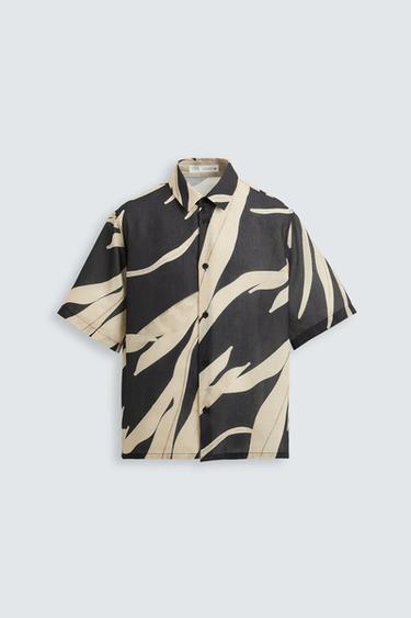CAMISA ESTAMPADO HOJAS - Negro de Zara