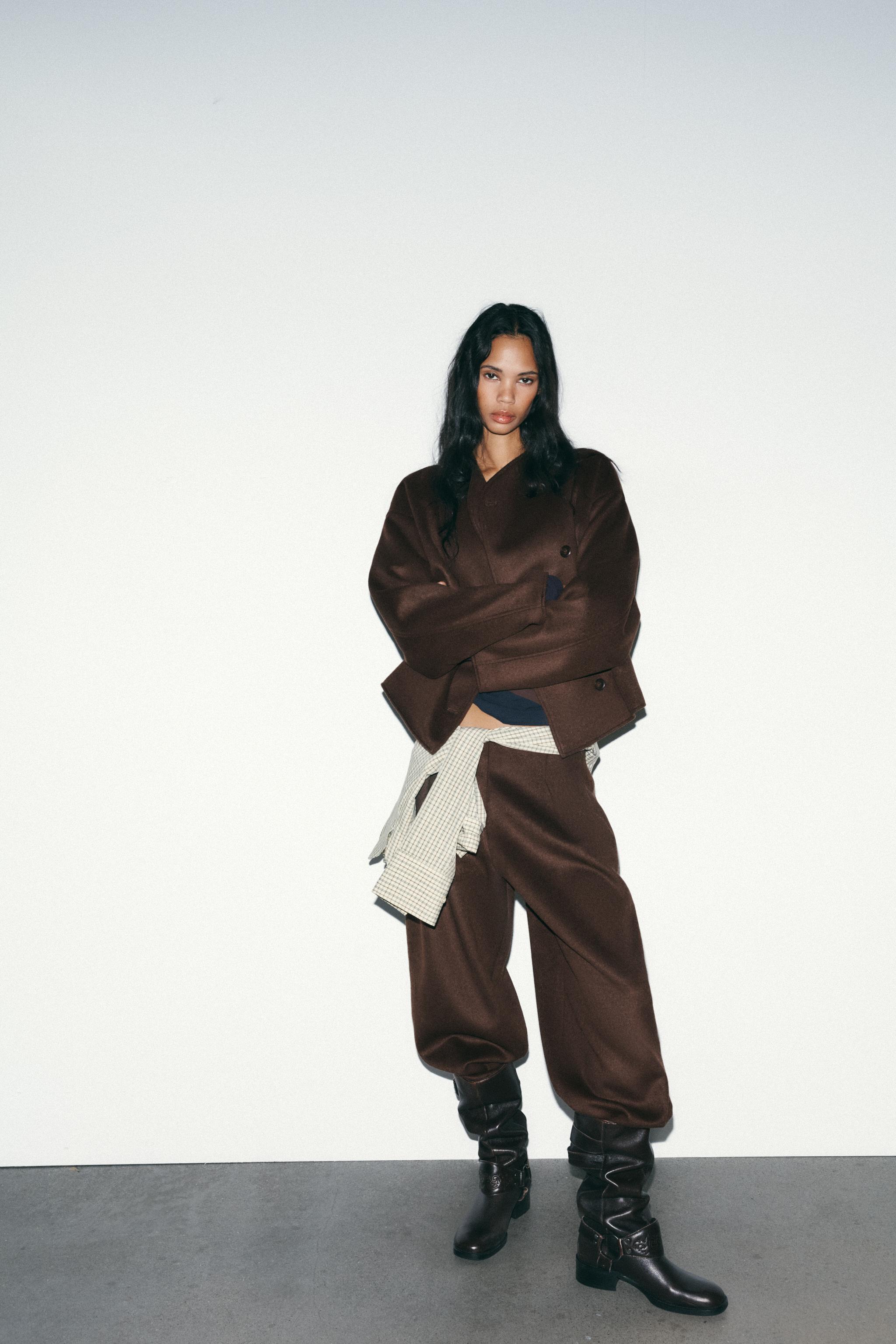 茶々 クロスオーバーソフトジャケット - ダークブラウン | ZARA Japan / 日本