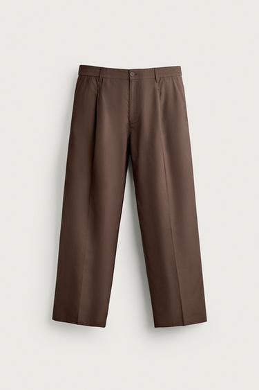 PANTALÓN FLUIDO PLIEGUES - Marrón de Zara